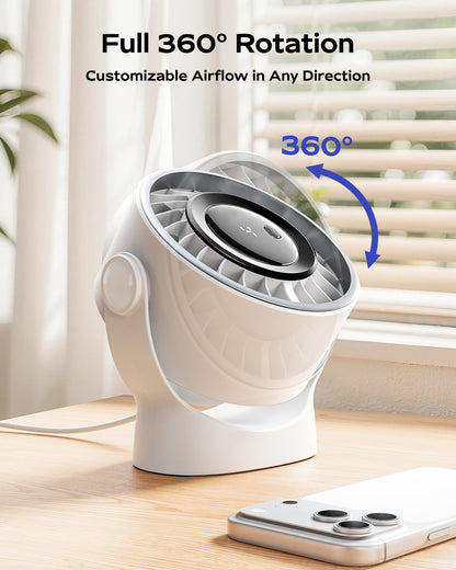Desktop Fan with 4 Speeds and Smart LED Display – USB Rechargeable