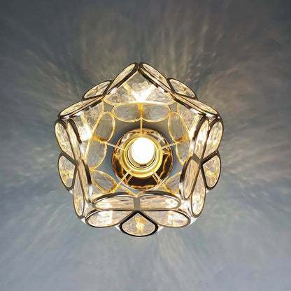 Floral Patterned Glass Ceiling Light Fixture