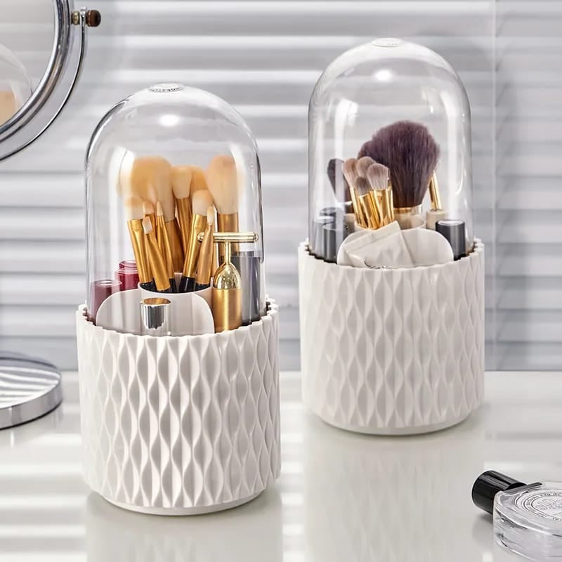 360-Degree Rotating Makeup Brush Organizer