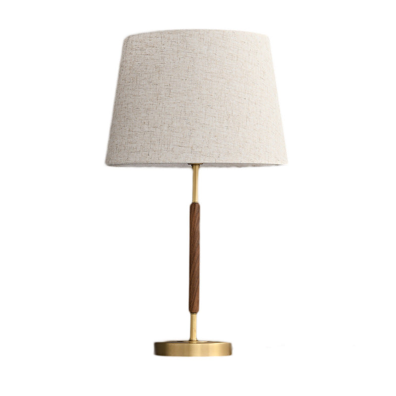Elegant Brass Fabric Cylinder Table Lamp - Single Light for Home Decor