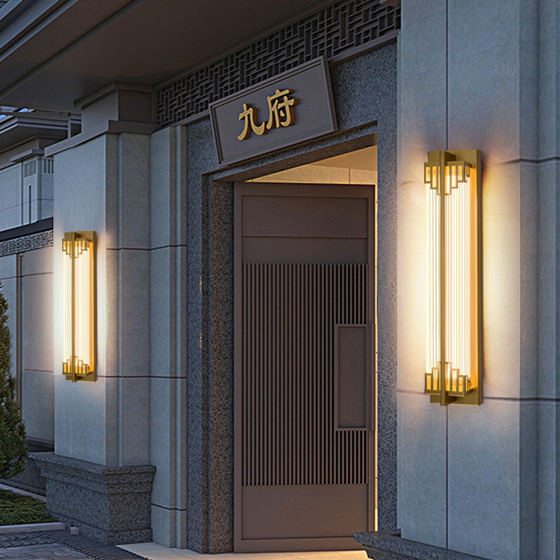 Waterproof Rectangular LED Wall Light with Stainless Steel and Glass for Outdoor Use