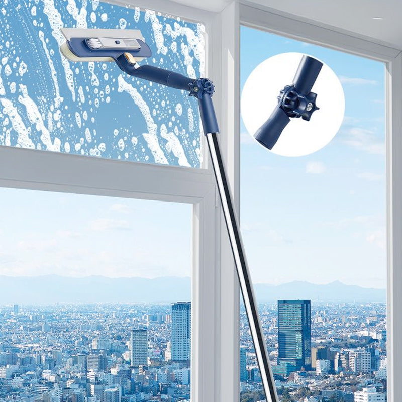 Extendable Window Cleaner with Dual-Sided Sponge & Squeegee