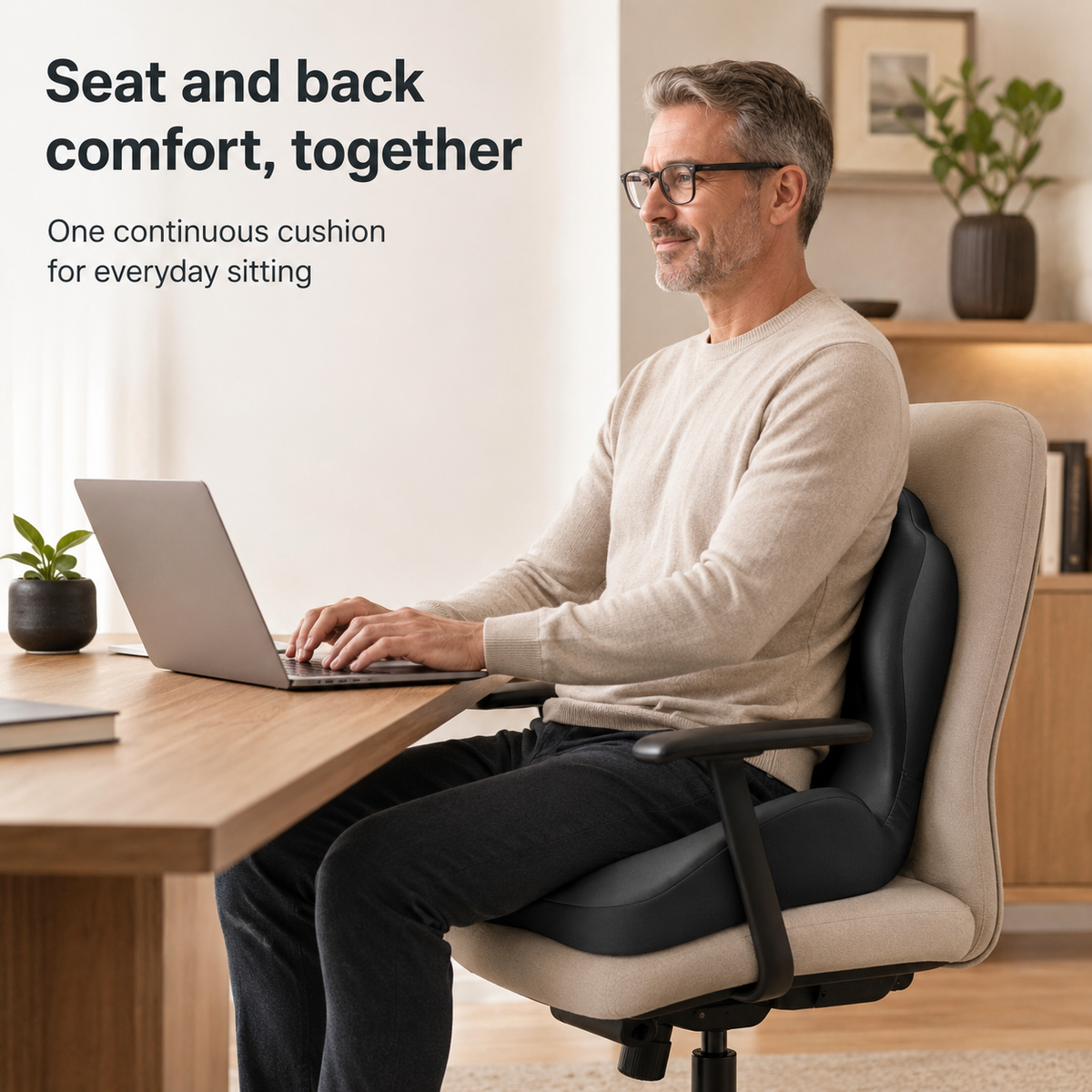 Ergonomic Seat Cushion with Back Support – Memory Foam for Office, Car, Home