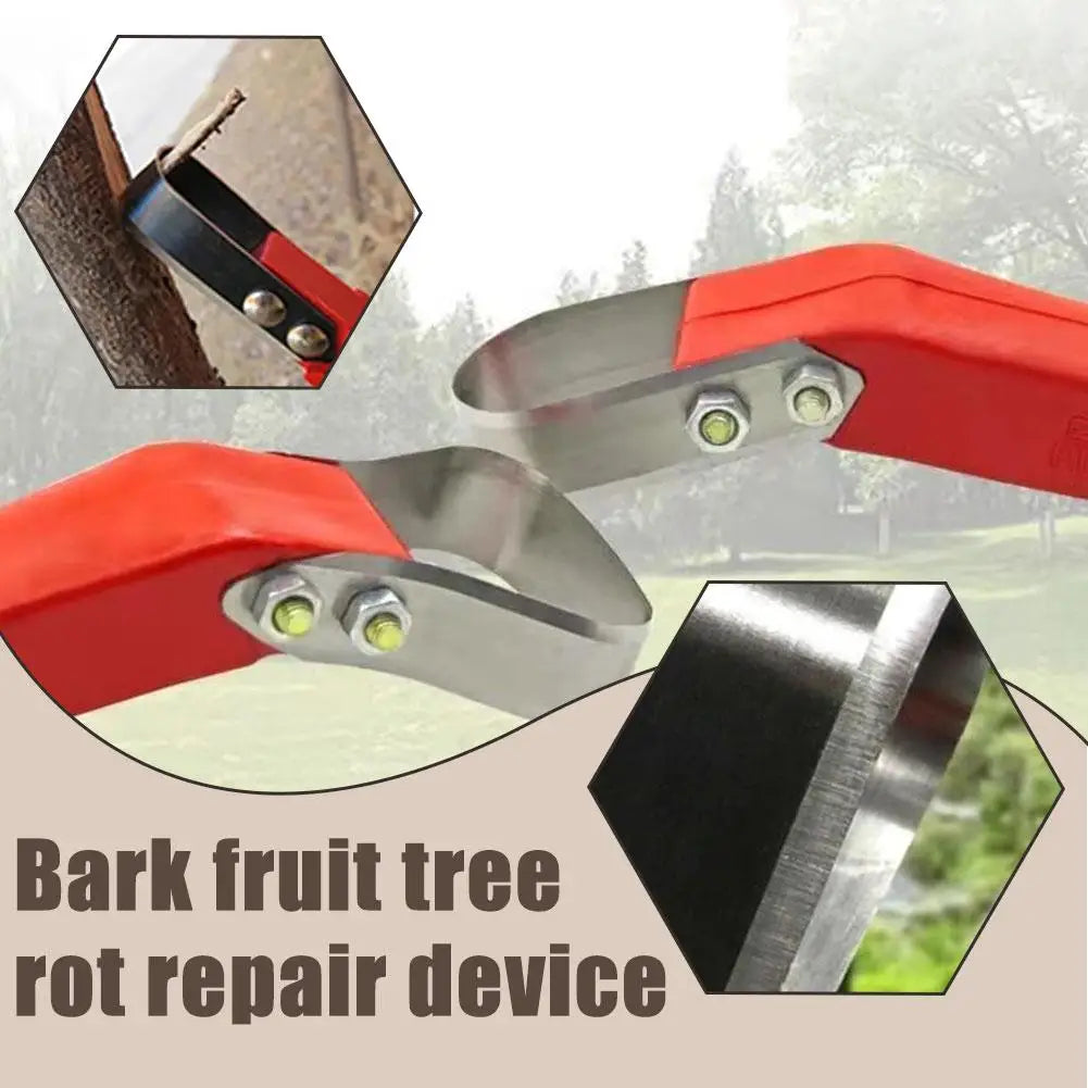 Double-Sided Bark Scraper for Fruit Trees | Ergonomic Handle with Durable Steel
