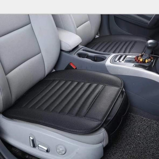 Bamboo Charcoal Car Seat Cushion - Odor Absorbing Leather Design for All Seasons
