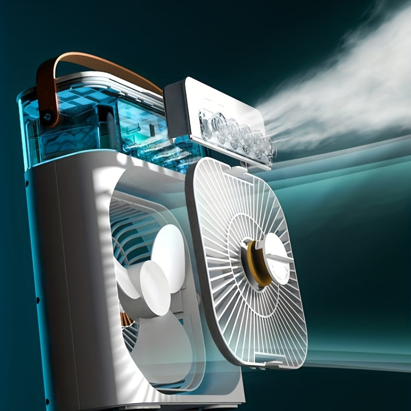 Compact Air Cooler for Home and Office - 3-Speed Hydrocooling Fan with 5 Humidifier Spray Heads