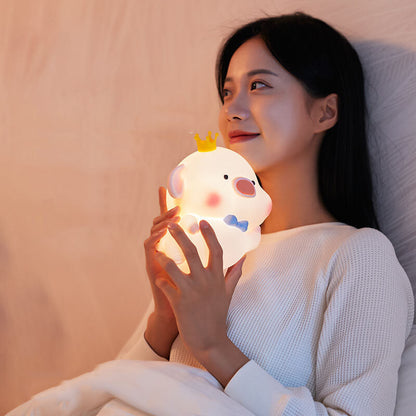 Charming Silicone LED Night Light in Pig Shape - Contemporary Table Lamp