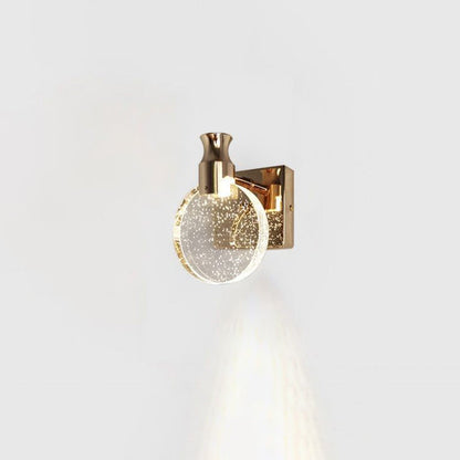 Modern Bedside Lamp - Round LED Wall Sconce in Crystal Design