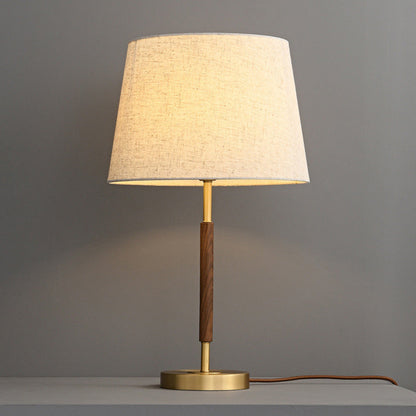 Elegant Brass Fabric Cylinder Table Lamp - Single Light for Home Decor