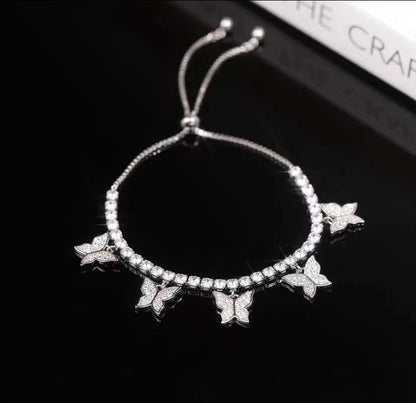Elegant Zircon Butterfly Cuff Bracelet