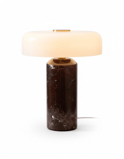 Marble Table Lamp with Opaline Glass and Brass Detailing for Nightstands