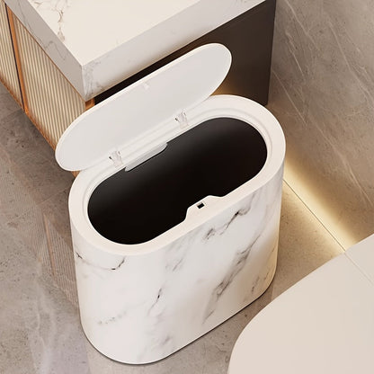 Compact Kitchen Bin with Marble Pattern Lid for Bathroom Waste