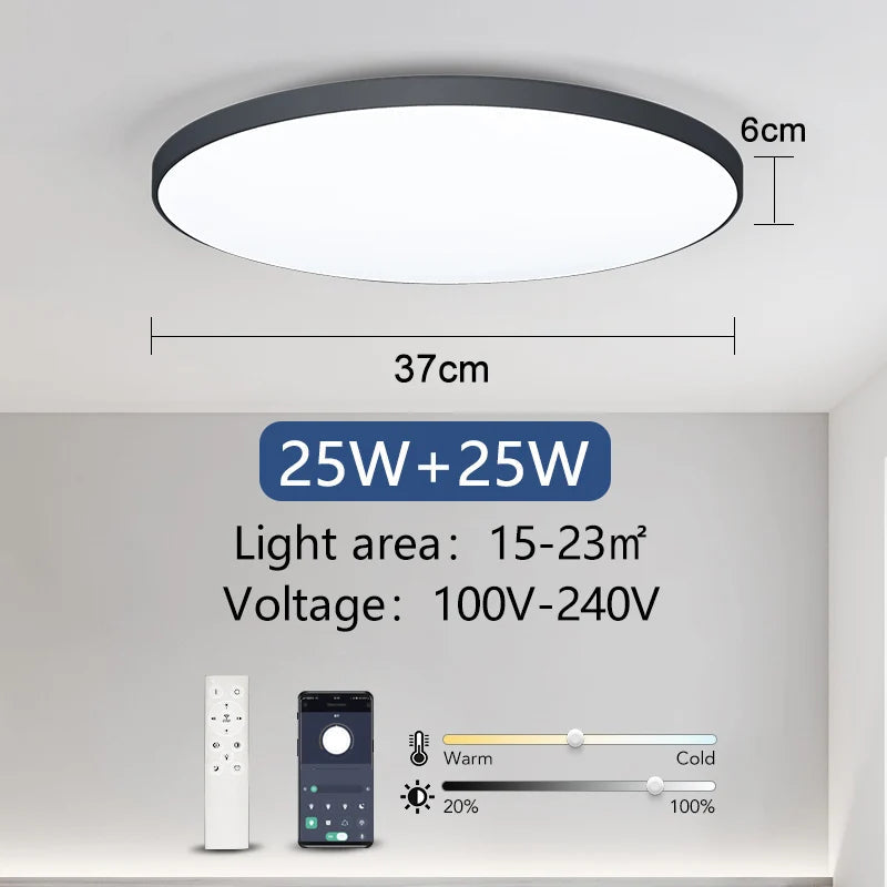 Smart 36W/50W LED Ceiling Light – Dimmable with Remote & App Control