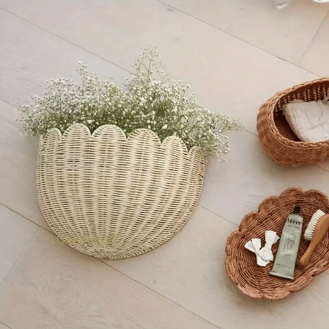 Charming Wall Storage and Decoration Solution in Rattan Style