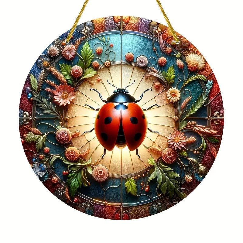 Acrylic Window Hanger | Floral Sun Catcher | Round Winter & Christmas Decor