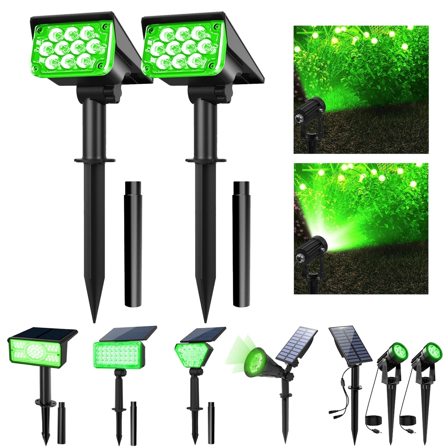 Solar LED Garden Light in Green | Waterproof IP65 | Outdoor Wall & Lawn Lighting