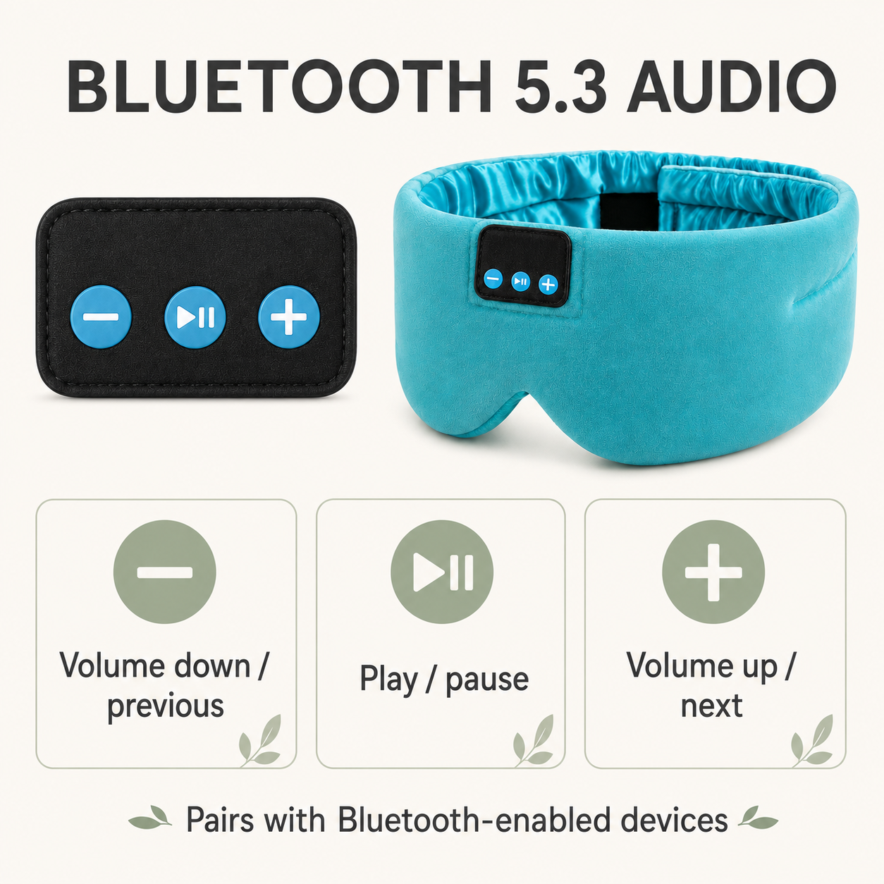Wireless Music Eye Mask with HD Audio, Silk Fabric, Bluetooth & 12h Battery