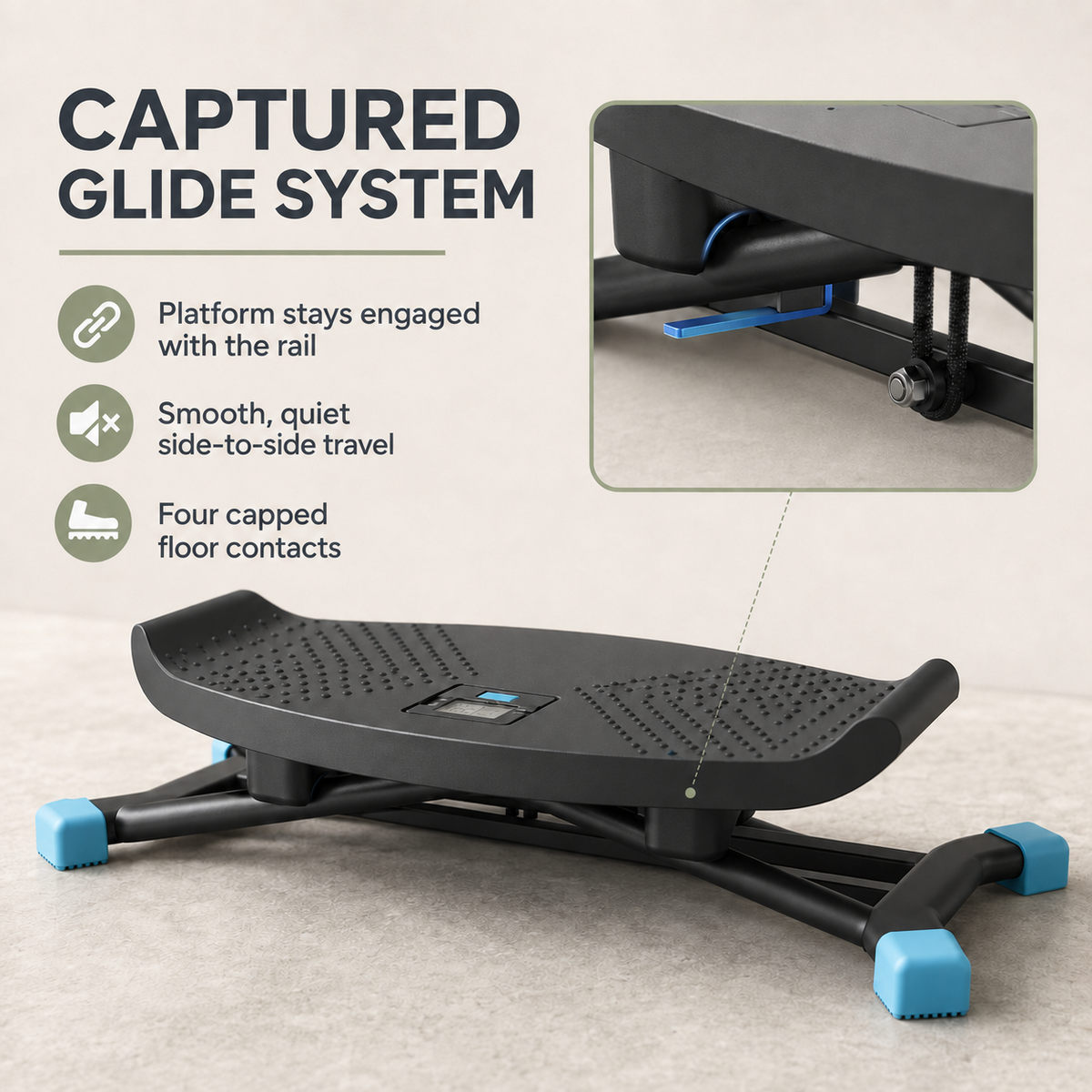 Ski Trainer with Side Motion, Resistance Bands, LCD Display, 440 lb Capacity