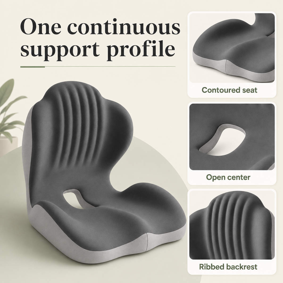Ergonomic Seat Cushion with Back Support – Memory Foam for Office, Car, Home