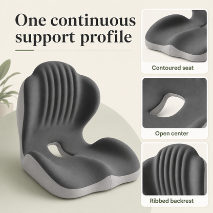 Ergonomic Seat Cushion with Back Support – Memory Foam for Office, Car, Home