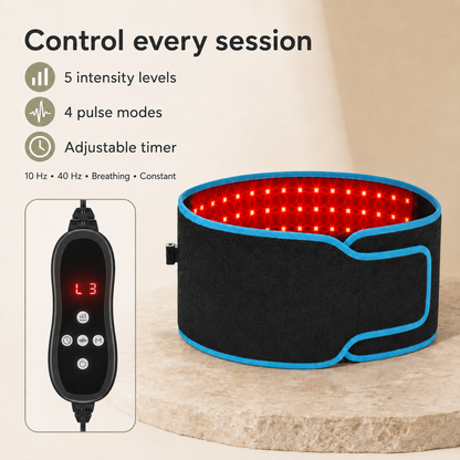 Red Light Therapy Belt 660nm & 850nm | 2000W/m² LED with 4 Settings & Timer