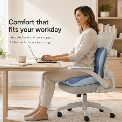 Memory Foam Seat Cushion with Back Support - L-Shaped, Washable Cover for Home, Office, and Car Chairs