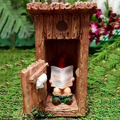 Humorous Garden Gnome Statue with Book | Decorative Resin Figurine | 13 cm