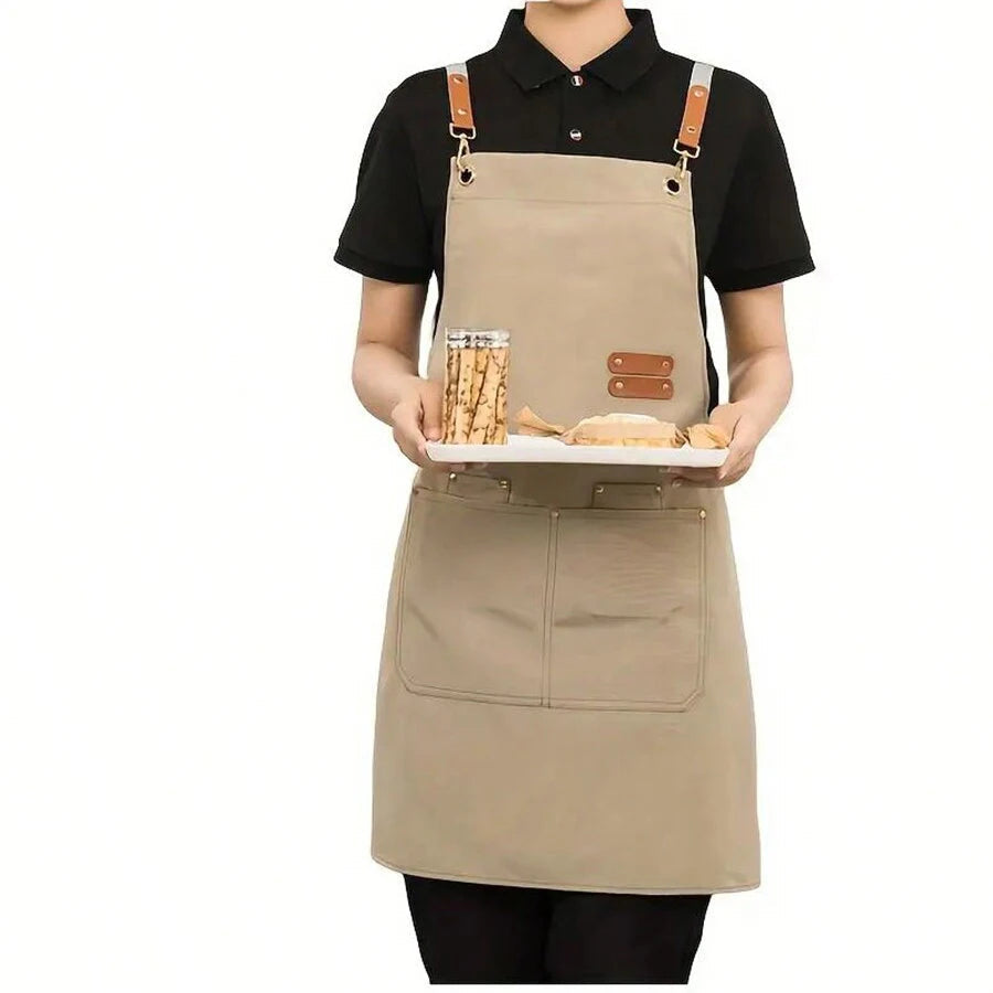 Unisex Waterproof Cooking Apron with Adjustable Straps and Large Pockets