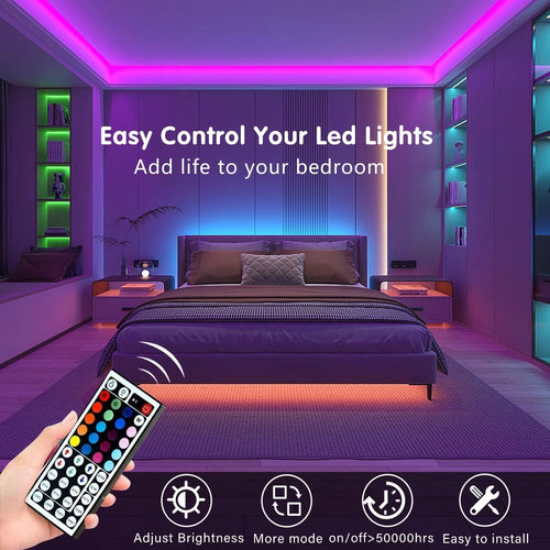 RGB USB Light Strip with 44-Key Remote for Room, TV & Party – 1–20 m