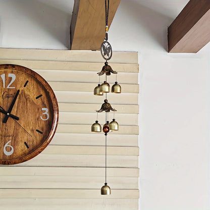 Double Bell Wind Chime | Metal Pendant | Home & Garden Decor | Hanging Brass Bell