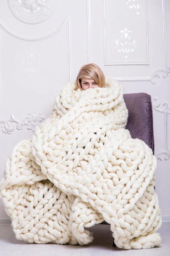 Cozy Thick Knit Throw Blanket
