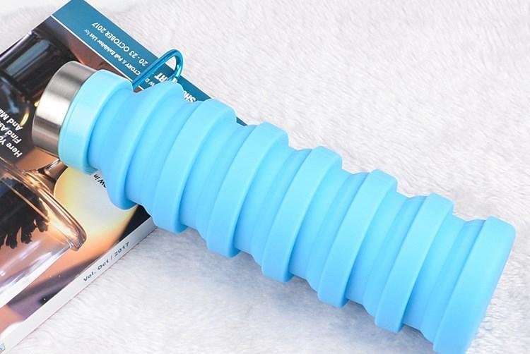 Collapsible Silicone Water Bottle - Aqua Color