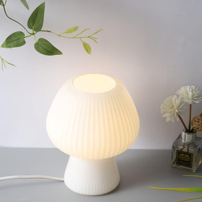 Sturdy Glass Table Lamp with Minimalist Mushroom Design for Bedside