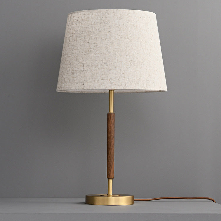 Elegant Brass Fabric Cylinder Table Lamp - Single Light for Home Decor