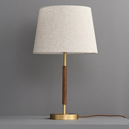 Elegant Brass Fabric Cylinder Table Lamp - Single Light for Home Decor