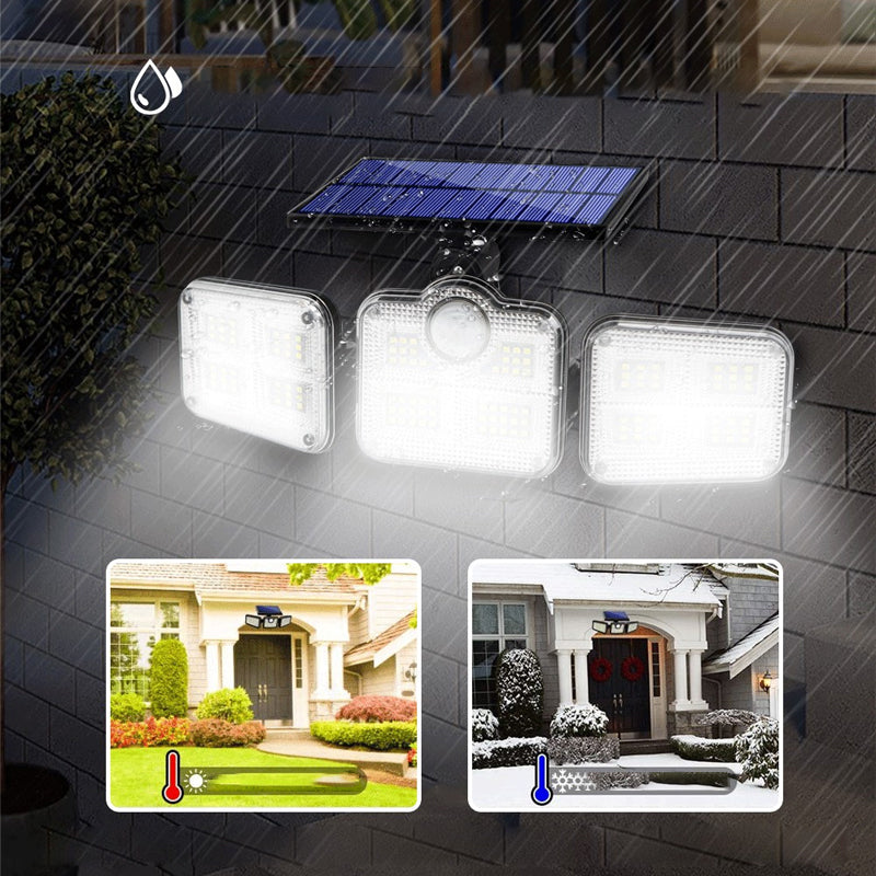 Triple-Head Solar-Powered LED Wall Light