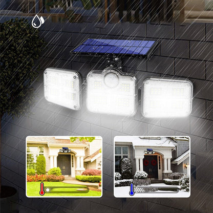 Triple-Head Solar-Powered LED Wall Light