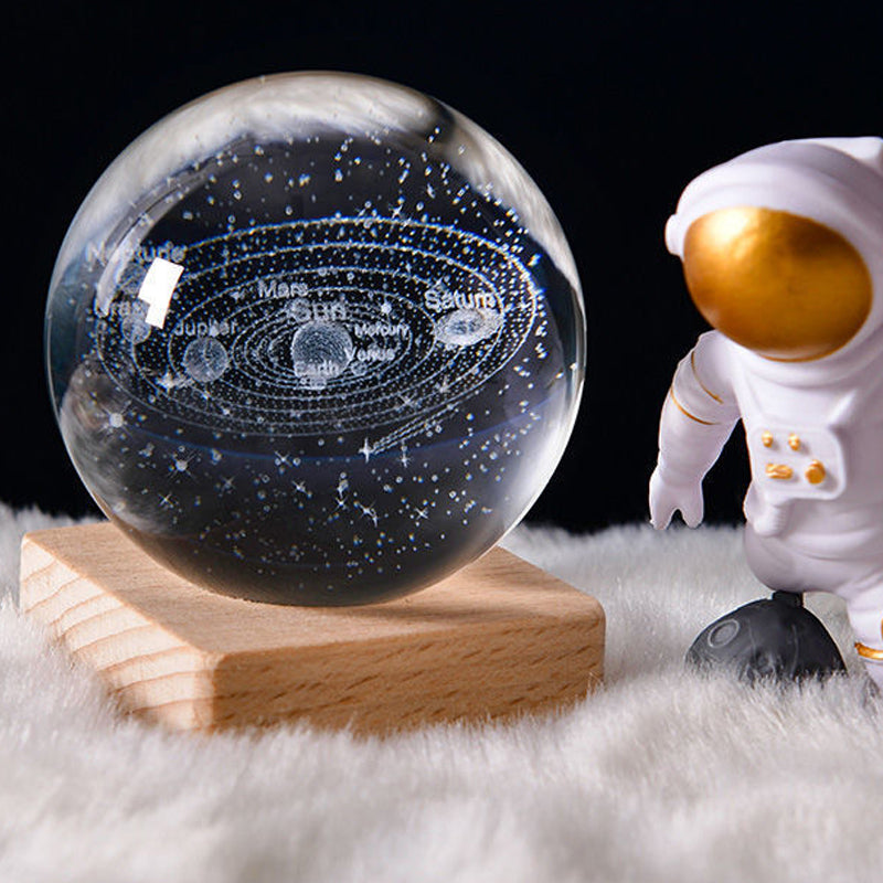 Night Light with 3D Galaxy Crystal Ball Design