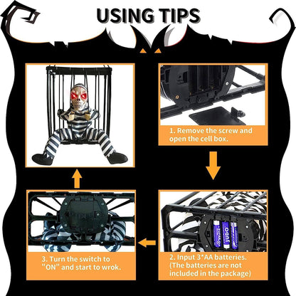 Spooky Halloween Decor – Animated Prisoner in Cage with Sound & Motion