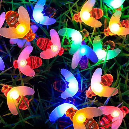 Solar String Lights with Bees | 8 Lighting Modes | Weatherproof & Energy Efficient | Warm White / Multicolor