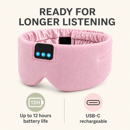 Wireless Music Eye Mask with HD Audio, Silk Fabric, Bluetooth & 12h Battery