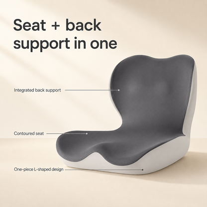 Memory Foam Seat Cushion with Back Support - L-Shaped, Washable Cover for Home, Office, and Car Chairs
