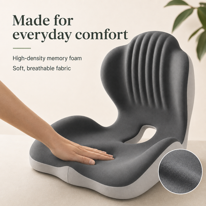 Ergonomic Seat Cushion with Back Support – Memory Foam for Office, Car, Home