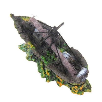 Shipwreck Pirate Ship Aquarium Decor | Resin Ornament | 13 x 5 x 11 cm