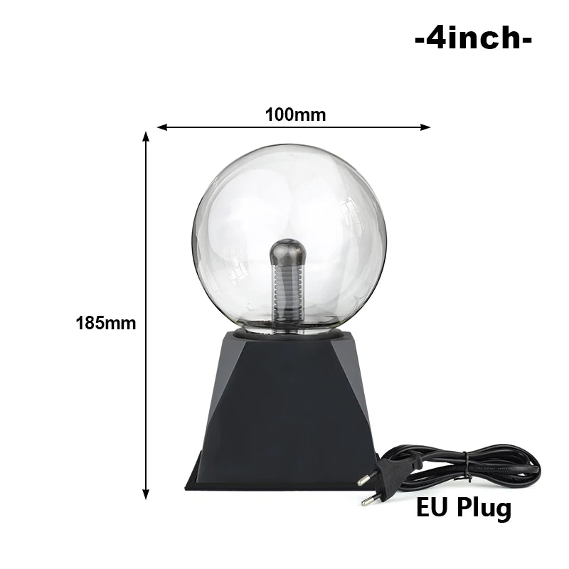 Touch-Activated LED Plasma Ball Lamp with Sound Control – 220V EU Plug, 10-20 cm, Decorative & Party Light