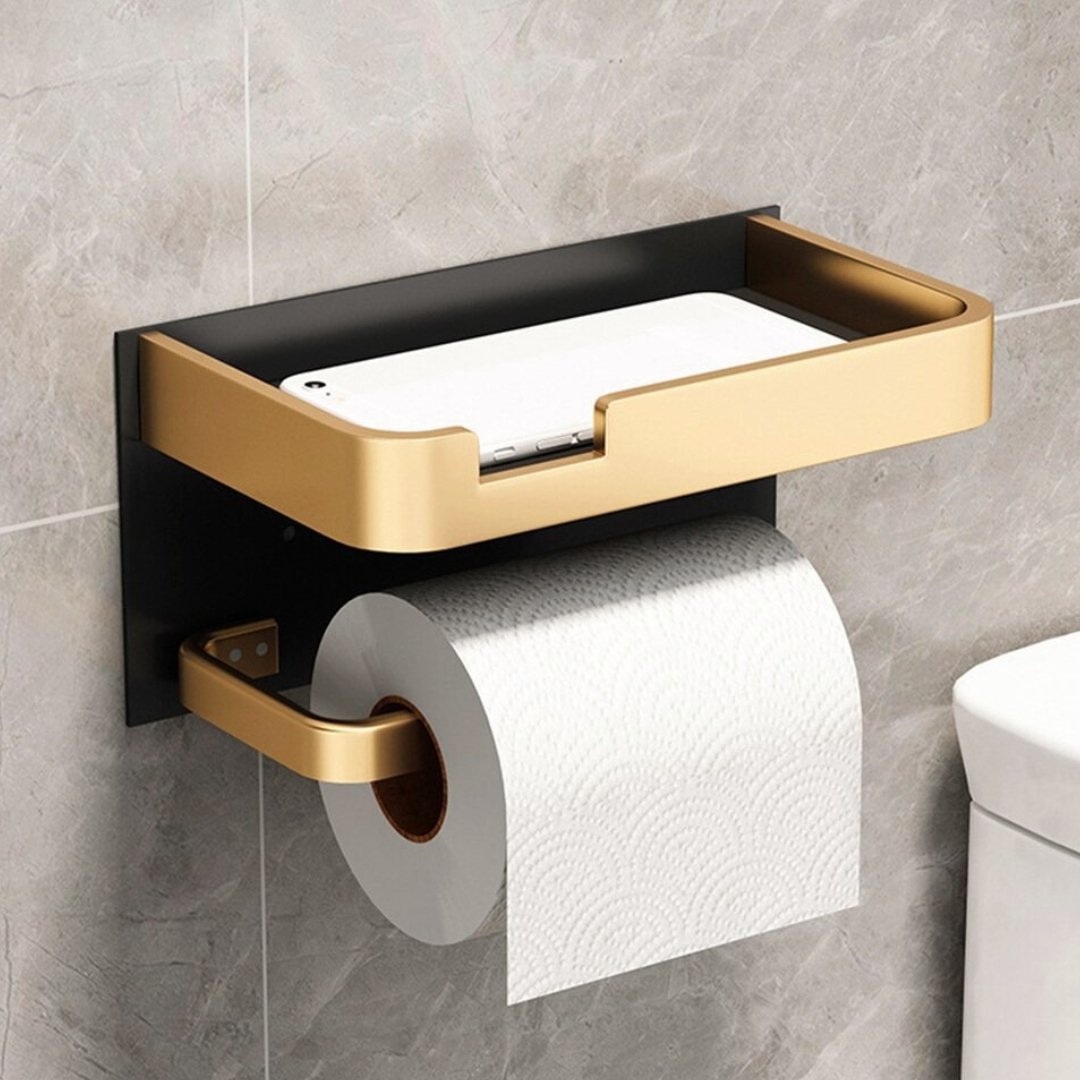 Stylish Wall-Mounted Toilet Paper Dispenser with Shelf