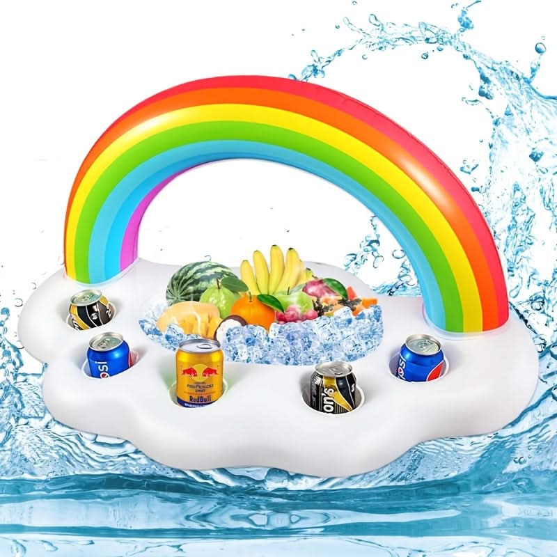 Inflatable Rainbow Drink Holder for Pool and Beach
