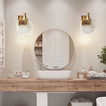 Modern Bedside Lamp - Round LED Wall Sconce in Crystal Design