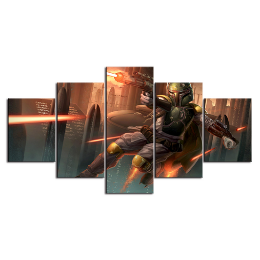 Epic Sky Duel - 5 Piece Canvas Wall Art Set