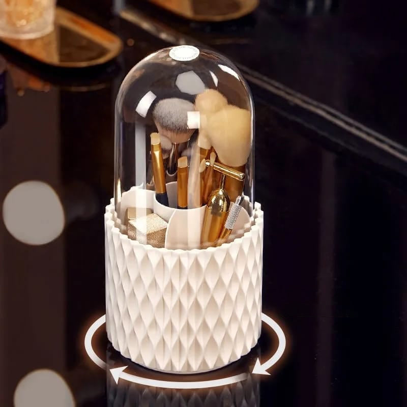 360-Degree Rotating Makeup Brush Organizer